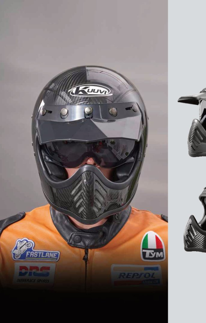 FF07 Vintage motard full-face with mask/peak product photo