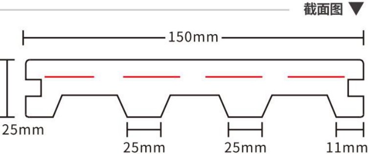 LXD-15025 Semi-solid aluminum-core decking 150x25mm catalogue view 2