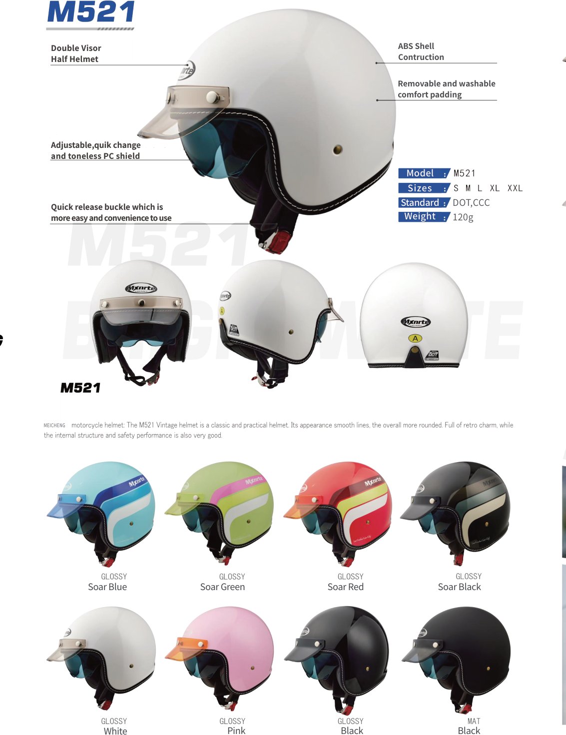 MC-VSV Single visor vintage open-face product photo