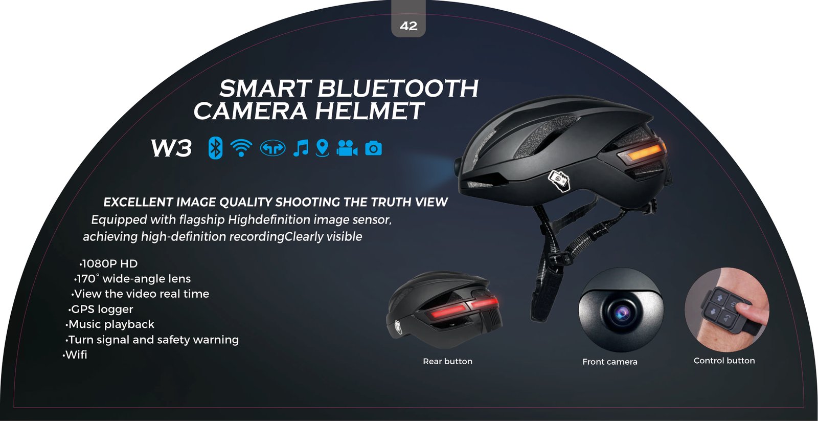 W3 Smart BT camera helmet 1080P GPS WiFi catalogue view 2