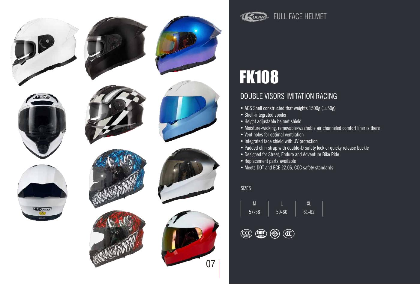 FK108 Double-Visor Full-Face Helmet catalog reference