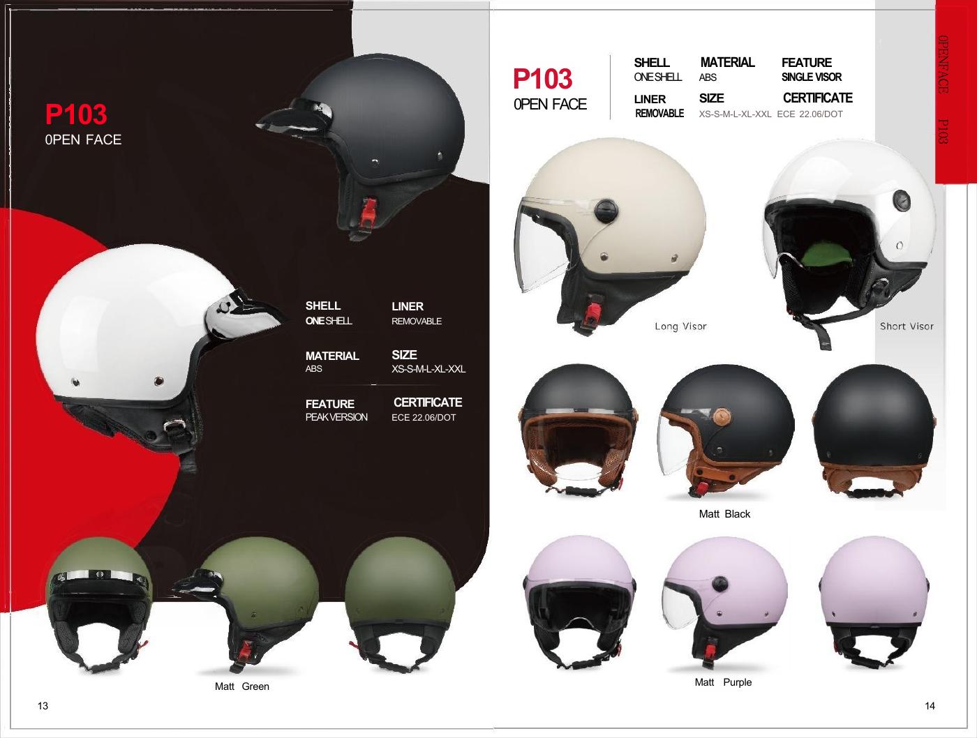 P103 open-face ABS motorcycle helmet